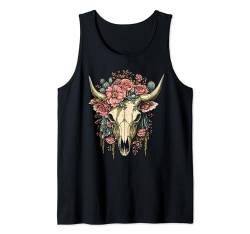 Rodeo Vintage Damen Boho Kuh Schädel Cowgirl Stier Reiten Tank Top von The Wild Western - Bull Riding to Country Concerts