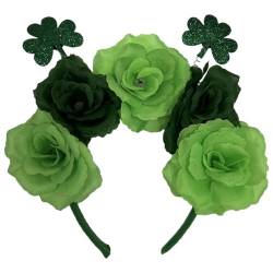 St.Patrick's Stirnband für Erwachsene und Frauen, Haarband mit Blume, Kleeblatt, Stirnband, Partyzubehör von Theaque