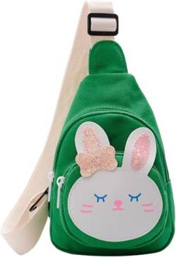 Theaque Sling Bag Umhängetasche Brusttasche Kleiner Rucksack Klein Sling Bag Kawaii Tasche Kawaii Rucksack Sling Rucksack, Green Bunny, one size von Theaque