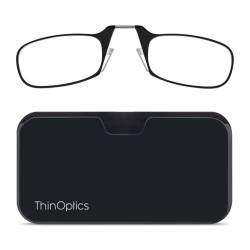 ThinOptics Pod 2.0 Lesebrille mit Schwarzer Rahmen und Kompaktem Universaletui - Lesebrille 2.0 mit Kompaktem Faltbarem Rahmen und Flex-Fit-Technologie von ThinOptics