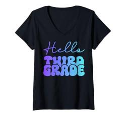 Damen Hallo 3. Klasse für Schüler und Lehrer der dritten Klasse T-Shirt mit V-Ausschnitt von Third Grade Shopp