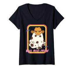 Damen Cowboy Ghost Halloween Boo Crew Western Spooky Ghost T-Shirt mit V-Ausschnitt von This is how I Halloween Keep Halloween Simple