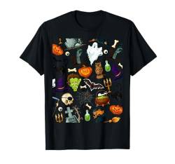 Halloween Muster Gruselige Kürbisse Hexen Geister Schwarze Katzen T-Shirt von This is how I Halloween Keep Halloween Simple