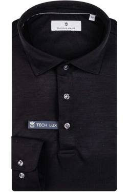 Thomas Maine Tailored Fit Poloshirt schwarz, Einfarbig von Thomas Maine