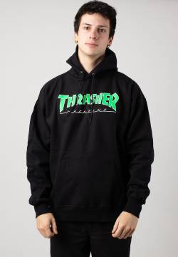 Thrasher - Outlined Black Green - Hoodie - Schwarz - M - 90% Baumwolle, 10% Polyester,Schweiß von Thrasher