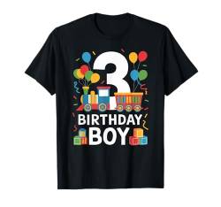 3. Geburtstag Junge Party Zug Eisenbahn Kind Kleinkind Frauen Männer T-Shirt von Three Years Old Party Train Boy 3 Birthday Boys