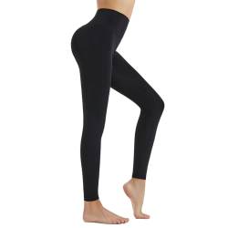 ThreeH Für Frauen Hohe Taille Yogahosen Enge Passend Bauch Heben Untere Hosen Fitness Sport Laufen Leggings, Schwarz von ThreeH