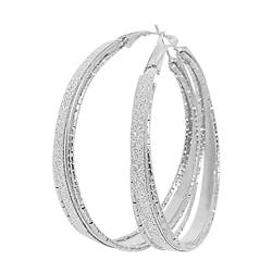 TianWlio Damen Edelstahl Ohrringe Wasserfester Schmuck Retro große Kreis mattierte Ohrringe dünn baumeln elegante Strass Ohrringe Hochzeit Ohrringe für Frauen Ohrringe Damen (Silver, One Size) von TianWlio