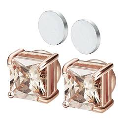 TianWlio Ohrringe Hängend Damen Schmuck Kristall Ohrringe Fashion Square Zircons Non Pierced Magnet Stud Combo Active Studs Magnetische Ohrringe Nicht durchbohrte Ohrringe (Rose Gold, One Size) von TianWlio