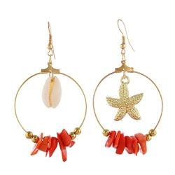 TianWlio Ohrringe Ohrhänger Kristall Anhänger Silber Natural Sea Star Asymmetric Circle Shape Earrings Women's Beach Earrings Ohrstecker Frauen Kristall Hochzeiten Verlobungen (C, One Size) von TianWlio