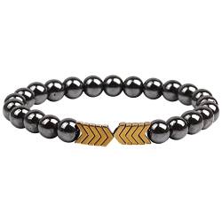 TianWlio Schwarzes Magnetit-Fußkettchen zum Abnehmen für Männer und Frauen, Chakra-Perlen, elastisches Naturstein-Armband, Fußkettchen Elastische Für Armbänder (Gold, One Size) von TianWlio