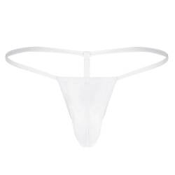 TiaoBug Herren String Tangas transparente Unterwäsche Low Rise Slips Bikini G-String Unterhose T Back Thongs sexy Underwear Hose Pants Dessous Männer Reizwäsche Weiß Einheitsgröße von TiaoBug