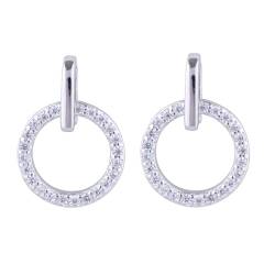 925 Sterling Silber Kreisform-Tropfenohrringe für Frauen und Jugendliche Zirkon-Edelstein-Designer-Geschenk Casual Partywear Ohrringschmuck von Tibetan Silver