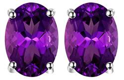 Sterling Silber Lila Amethyst Edelstein Ohrstecker, 7x9mm Mode Designer Schmuck für Damen von Tibetan Silver