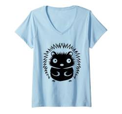 Damen Liebe Igel Tiere Lustiger kleiner einfacher Igel T-Shirt mit V-Ausschnitt von Tiere Igel Igelliebhaber Lustiges