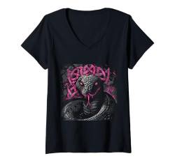 Damen Schlangen T-Shirt Reptil Tier Kriechtier Schlange T-Shirt mit V-Ausschnitt von Tierwelten Shop IBK