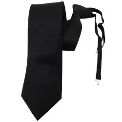 TigerTie Security Satin Seidenkrawatte in schwarz einfarbig uni Gummizug - Krawatte Seide von TigerTie