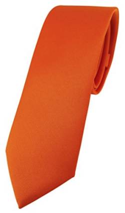 TigerTie schmale Designer Krawatte in orange einfarbig Uni - Tie Schlips von TigerTie