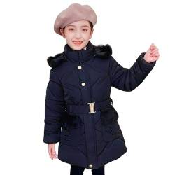 Tilozs Kinder Winterjacke Mädchen Wintermantel mit Warme Samtfutter und Abnehmbar Fellkapuze Winter Parka Steppjacke Outdoorjacke, Marineblau, 116-122, (Herstellergröße：120) von Tilozs