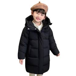 Tilozs Winterjacke Mädchen Outdoor Langer Kindermantel Daunenmantel mit Fellkapuze Kapuzenjacke Winterparka Jungen Winddichte Stepp Outdoor Winterparka, Schwarz, 104-110(Herstellersgröße: 120) von Tilozs