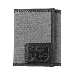 Timberland PRO Herren Segeltuch, dreifach faltbar, RFID Canvas Leder Trifold Geldbörse mit Reißverschlusstasche, Dunkelgrau, Einheitsgröße von Timberland PRO