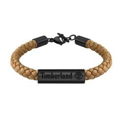 Timberland BAXTER LAKE Herren Armband aus Edelstahl Schwarz und Leder Braun, Länge: 18,5cm + 2,5cm, TDAGB0001801 von Timberland