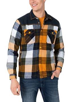 Timezone Herren Freizeit Hemd Overshirt Padded kariert S M L XL XXL 3XL Cotton, Größe:L, Farbe:Yellow Blue Check 7049 von Timezone