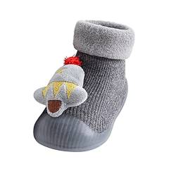 Kinderwagenstiefel Baby Socken Cartoon Jungen Prewalker Slipper Kinder 3D Weihnachten Babyschuhe Schneestiefel Baby (Z02 Grey, 21 Toddler) von TinaDeer