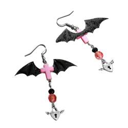 Halloween-Ohrringe mit Totenkopf-Motiv, Fledermaus, gekreuzte Legierung, Kürbis-Ohrbügel, Modeschmuck für Damen, Mädchen, Damen-Accessoires, Metall von TingHaoO