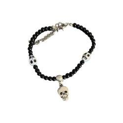 TingHaoO Armreif mit Totenkopf-Kürbisperlen, schlichtes Halloween-Armband, verstellbarer Armreif, Statement-Schmuck, Perlen von TingHaoO