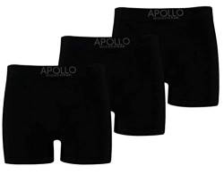 6 Apollo Boxershorts,Pants,Retroshorts,Seamless, Nahtlos und Körperbetonend, Unterwäsche für Herren mit Anti-Loch-GARANTIE (Schwarz, M) von TippTexx 24