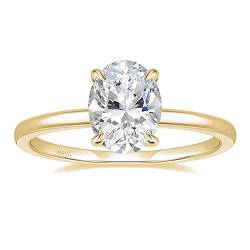 Titaniumcentral Ringe für Damen Silber 925 Solitärring 3CT Oval Zirkonia Verlobungsringe Versprechen Ring Eheringe Rosegold Gold (Gelbgold,58 (18.5)) von Titaniumcentral