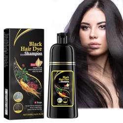 Tkekruh Haarfärbeshampoo Schwarze 500ml, Natural Instant Hair Dye Shampoo, Herbal Hair Darkening Shampoo 3 in 1, Schwarzes Haarfärbemittel Färbt das Haar innerhalb von Minuten für Männer und Frauen von Tkekruh