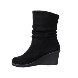 Damen Winter Mode Keil Mitte Wade Stiefel Warme bequeme Stiefel Damen Winter Mode Keil Mitte Wade Stiefel Warme bequeme Stiefel Damen Winter Mode Keil Mitte Wade Stiefel Warme Stiefel (Black, 38) von Tmianya