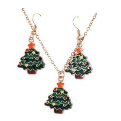 Tmianya Weihnachten Schmuck Ohrringe Halskette für Frauen Mädchen Weihnachtsbaum Schneemann Santa Rentier Ohrring Halsketten für Damen 123tgdzx (BB, One Size) von Tmianya