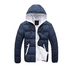 Tobysper Winterjacke Herren Farbblock Daunenjacke mit Kapuze Warm Jacke Leichte Steppjacke Sweatjacke Kapuzenjacke Casual Puffer Jacket Basic Übergangsjacke Baumwolle Softshelljacke von Tobysper