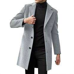 Tobysper Wintermantel Herren Mantel Slim Fit Lang Wollmantel Business Mantel mit Stehkragen Herren Wintermantel von Tobysper