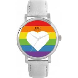 Toff London Pride White Heart Regenbogenuhr von Toff London