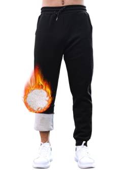 Tolaler Jogginghose Herren Warm, Gepolsterte Warme und Bequeme Jogginghose Freizeithose Herren Verstellbare Kuschelhose Herren mit Kordelzug und Taschen von Tolaler