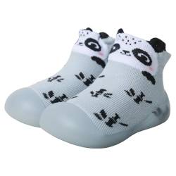 Tolaler Sockenschuhe Baby Krabbelschuhe rutschfeste Barfußschuhe Kinder Weicher Stricken Niedlicher Cartoon Lauflernschuhe 12-18 Monate Kleiner Panda von Tolaler