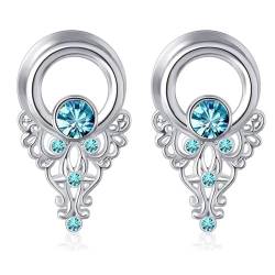 Tolldek 12mm Plug Ohrstecker 2pcs, Blumen Ohrring Tunnel, Edelstahl Silber Ohrringe Rock für Frauen Körper Piercing Schmuck von Tolldek