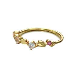 Tolldek 14 Karat Gold Au585 Echtgold Schmuck Ring, Ewigkeitsring Memoirering Eheringe mit Zirkonia Rosa, 14K Gold Freundschaftsringe Solitärring für Damen, Gold, Gr.49 von Tolldek