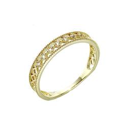 Tolldek Gold 750 18K Echte Goldschmuck Ring, Band Verlobungsring mit Topas, Gelbgold Au750 Partnerringe Solitärring für Damen, Gold, Gr.61 von Tolldek