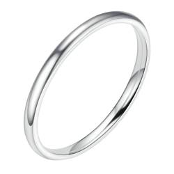 Tolldek Verlobungsring Damen 2MM, Dünn Stapelring Band Ringe Damenringe, Edelstahl Trauringe Hochzeitsring Silber für Frau, Größe 49 (15.6) von Tolldek