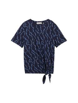 TOM TAILOR DENIM Damen T-Shirt mit Bio-Baumwolle, blau, Print, Gr. S von Tom Tailor Denim