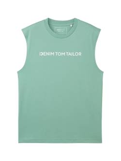 TOM TAILOR DENIM Herren Tanktop mit Logoprint, grün, Logo Print, Gr. S von Tom Tailor Denim