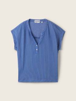 TOM TAILOR Damen Gestreiftes T-Shirt mit Bio-Baumwolle, blau, Streifenmuster, Gr. M von Tom Tailor