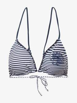 TOM TAILOR Damen Gestreiftes Triangel-Bikini-Top, blau, Blumenmuster, Gr. 42 von Tom Tailor