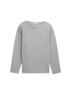 TOM TAILOR Damen Plus - Sweatshirt mit Knopfdetails, grau, Melange Optik, Gr. 44 von Tom Tailor