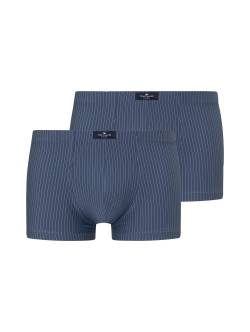 TOM TAILOR Herren Gestreifte Hip-Pants im Doppelpack, blau, Logo Print, Gr. L/6 von Tom Tailor